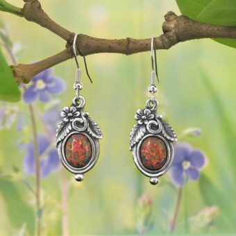 Red Opal Dangle & Drop Earrings